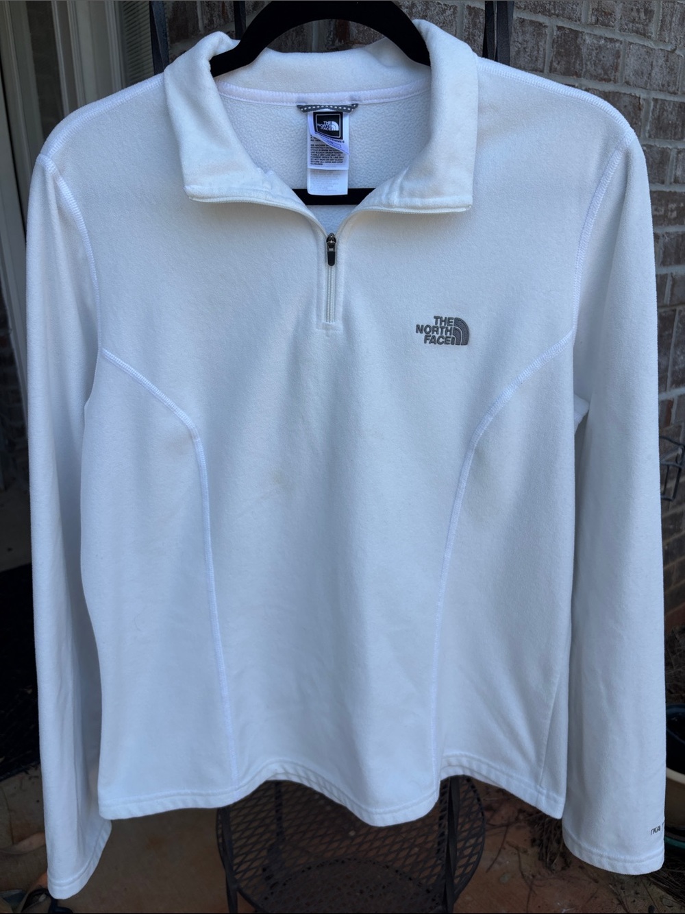 North Face TKA100 1/4 QuarterZip Pullover, White, Large